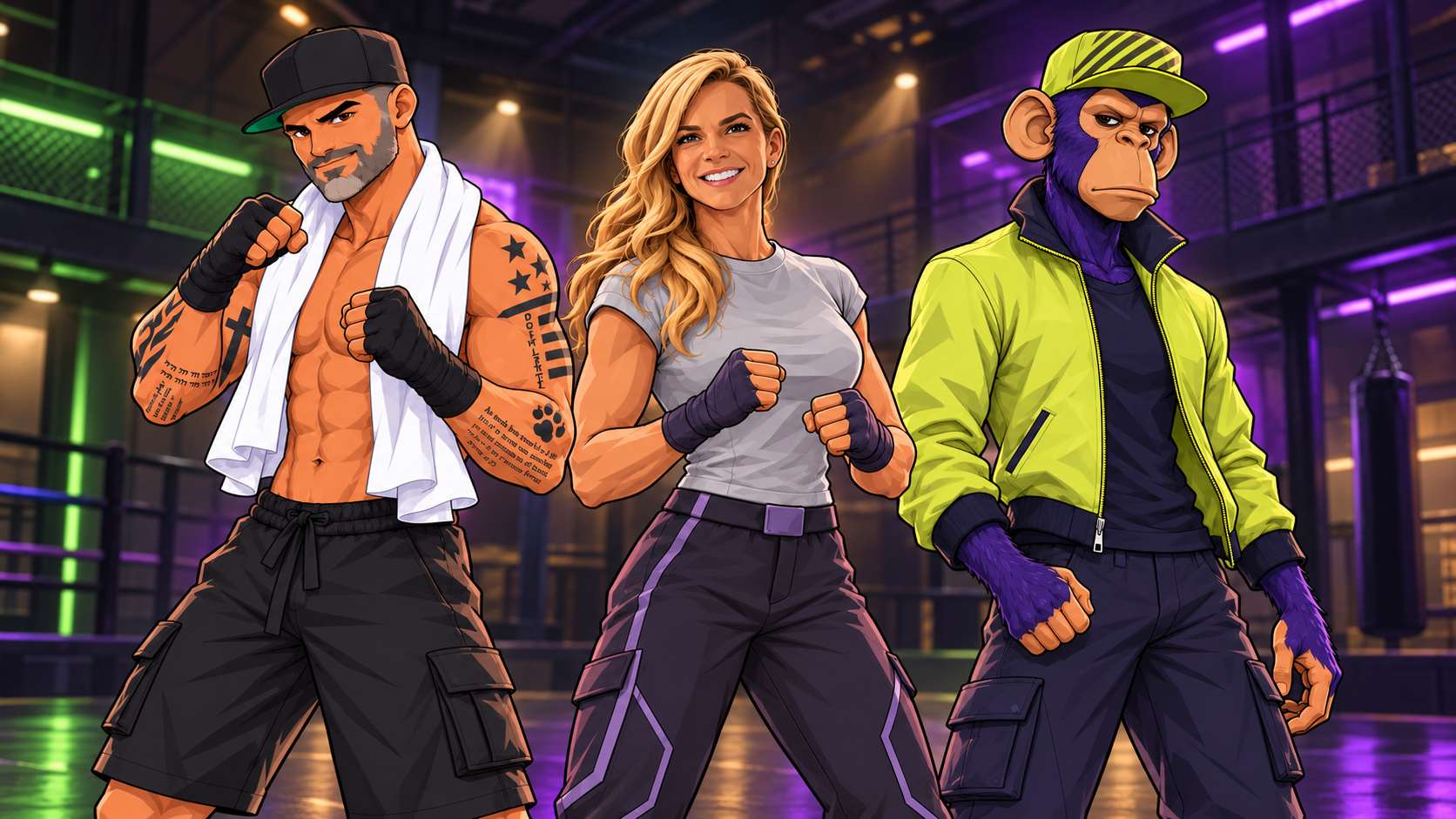 Greg, Tammy and Luc’s Indigo avatar together in the Influencer Wars training arena.